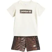 Adidas Conjuntos 'AOP SHORT TEE' castanho / chocolate / branco natural