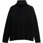 Superdry para mulher. W6110662A Jumper Roll preto (XL), Casual, Náilon