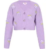 Mymo Casaco de malha cinzento claro / roxo