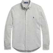 Ralph Lauren para homem. 710654408019 Camisa de piqué cinzenta ultraleve (S), Casual, Cinza, Algodão, Manga comprida