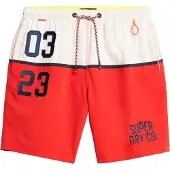 Superdry para homem. M3010249A Fato de banho de 43,2 cm com logótipo náutico vermelho (XXL), Beachwear, Polister Reciclado, Sustentável