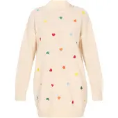 Mymo Vestido de malha azul / amarelo / rosa claro / offwhite