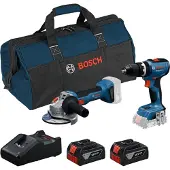 Bosch Kit De Ferramentas Elétricas Gsb 18v-65+gws18v-8+2x4.0ah+gal+bag