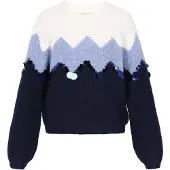 IZIA Pullover azul claro / azul escuro / branco lã