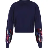Faina Pullover navy / roxo / vermelho / prata