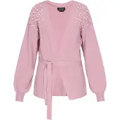 Usha Casaco de malha rosa escuro