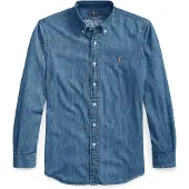Ralph Lauren Camisa azul ganga / castanho claro / branco
