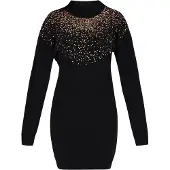 Faina Vestido de malha ouro / preto