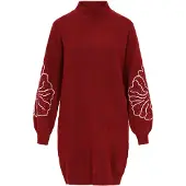 IZIA Vestido de malha vermelho escuro / branco
