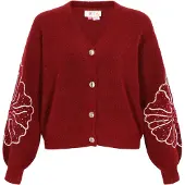 IZIA Casaco de malha vermelho escuro