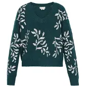 Usha Pullover verde escuro / branco