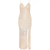 Faina Vestido de festa bege / ouro