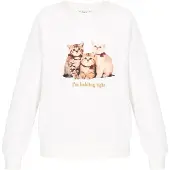 MyMo Pop Sweatshirt 'Pop' ecru / castanho / mocha / offwhite