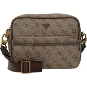 GUESS Mala de ombro 'MILANO CROSSBODY DOUBLE ZIP' bege / castanho