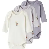 Name it Body De Manga Comprida Body Lilac Marble Deer 3 Unidades