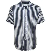 Only & Sons Camisa 'Wayne' azul escuro / branco