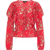Faina Blusa bege / castanho / vermelho / preto