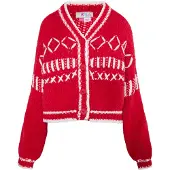 IZIA Casaco de malha 'Eyota' vermelho / branco