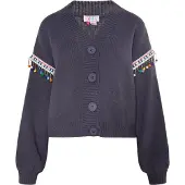 IZIA Casaco de malha azul / cinzento basalto / verde / vermelho