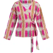 IZIA Casaco de malha bege claro / turquesa / amarelo escuro / magenta