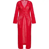 IZIA Casaco de malha vermelho fogo