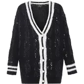 Faina Casaco de malha preto / branco