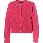 Faina Casaco de malha rosa / branco pérola