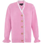 Faina Casaco de malha rosa / branco