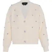 Faina Casaco de malha transparente / branco lã