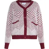 Usha Casaco de malha 'Pryam' vermelho cereja / branco