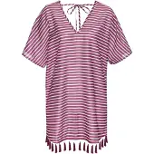 Venice beach Vestido de praia cyclam / branco
