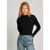 Pepe Jeans para mulher. PL702240 Camisola Nicole preta (XS), Preto, Casual, Viscoso