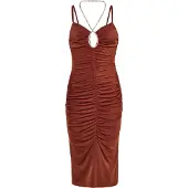 Faina Vestido de cocktail vermelho ferrugem