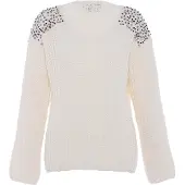 Faina Pullover prata / branco lã