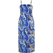 IZIA Vestido de verão marinho / turquesa / azul cobalto / amarelo
