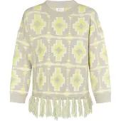 IZIA Pullover cinzento / lima / branco