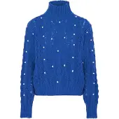 Faina Pullover azul real / branco pérola