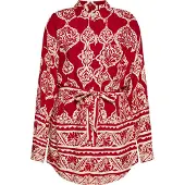 Usha Blusa vermelho escuro / branco