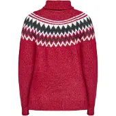Usha Pullover cinzento / vermelho escuro / branco