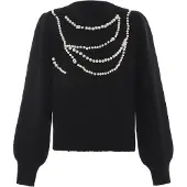 Faina Pullover preto / branco pérola
