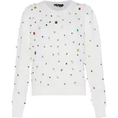 Faina Pullover turquesa / azul claro / vermelho / branco lã