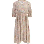 Usha Vestido creme / azul claro / amarelo pastel / rosa pastel