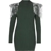 Faina Vestido de malha verde escuro / prata