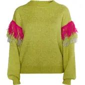 IZIA Pullover cinzento claro / kiwi / rosa