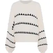 Faina Pullover preto / branco lã
