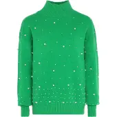 Faina Pullover verde relva / branco pérola