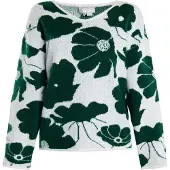 Usha Pullover 'Lurea' verde escuro / branco