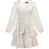 Faina Vestido prata / branco lã