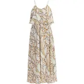 Faina Vestido de verão castanho / cinzento / laranja / branco