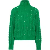 Faina Pullover verde / branco pérola